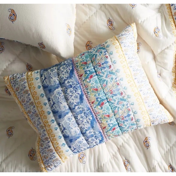 Anthropologie Emari Pillow Shams Colorful Bohemian Standard Set Of 2 Cotton - Picture 1 of 10